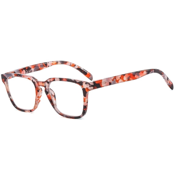 Personalized Red Floral Square Oversized Black Reading Glasses 1.00 for Men and Women, Fashionable Trendy Presbyopic Glasses Spring Hinge Readers +1.00