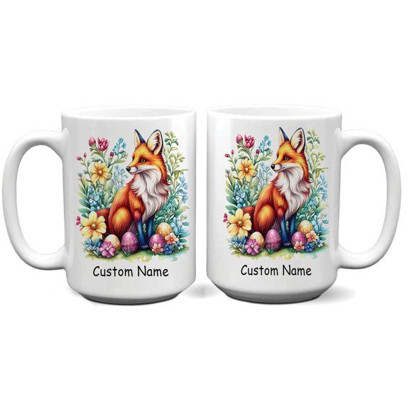 Personalized Red Fox Coffee Mug – Thoughtful Gift for Fox Lovers, Parents, Siblings, Friends – Custom Name Ceramic Cup 11oz – Great for Coffee & Wildlife Fans