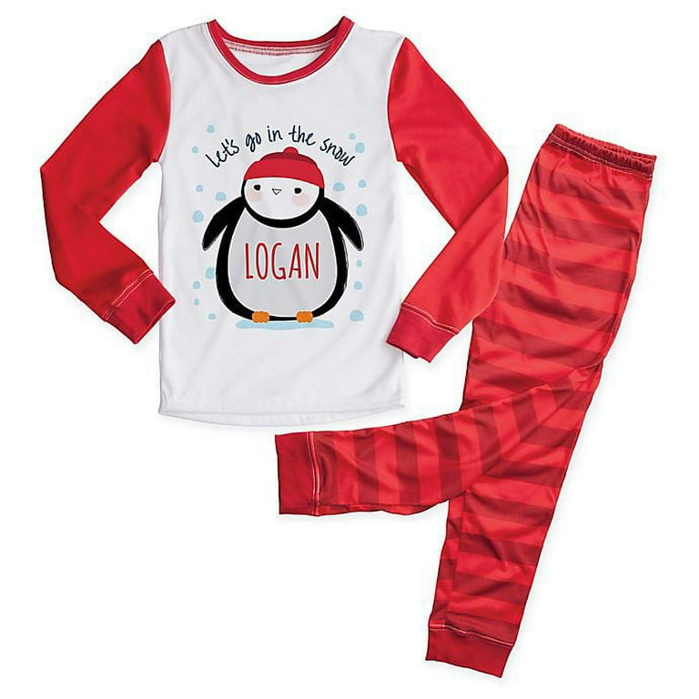 Personalized Red Penguin Boys Pajamas