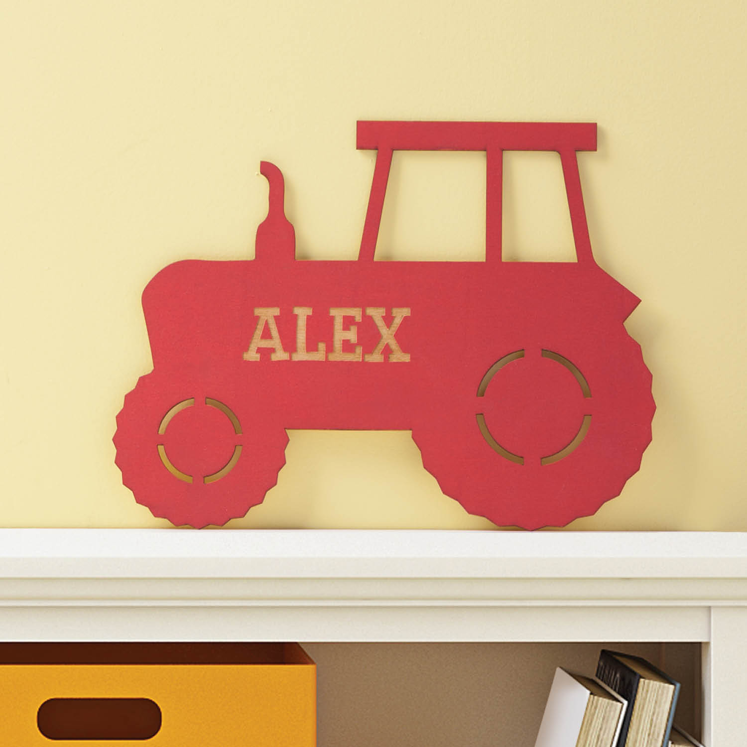 Personalized Red Wood Tractor Plaque