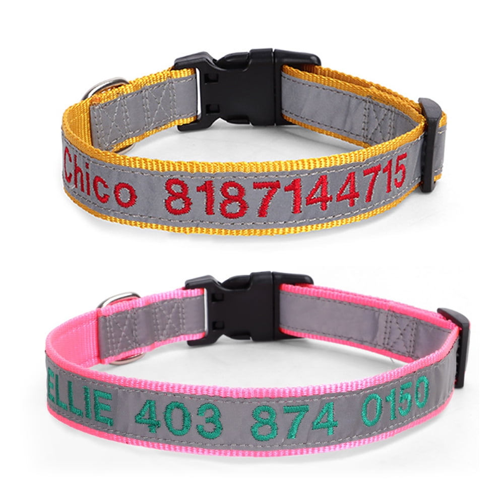 Personalized Reflective Dog Collars, Custom Engraved with Name and
