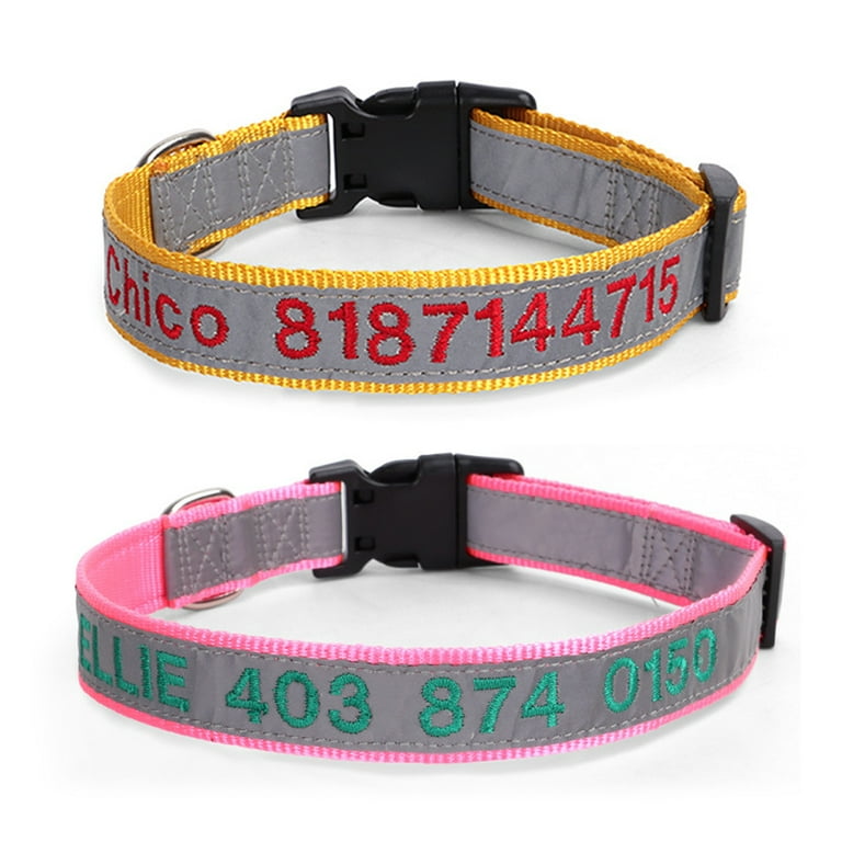 Personalized Reflective Dog Collars, Custom Engraved with Name and