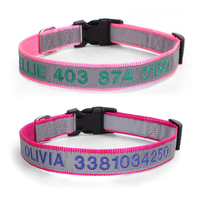 Personalized Reflective Dog Collars, Custom Engraved with Name and