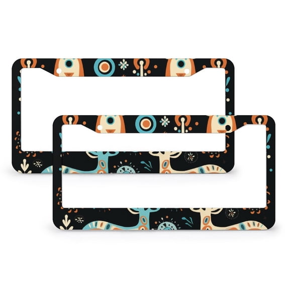 Personalized Reindeer Christmas License Plate Frame 2 PCS Reindeer Christmas Car Tags Frames Holder for Men/Women 2 Hole Stainless Aluminum License Plate Cover