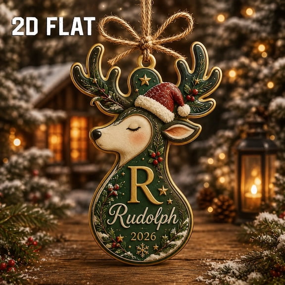 Personalized Reindeer Initial Ornament for Christmas 2026