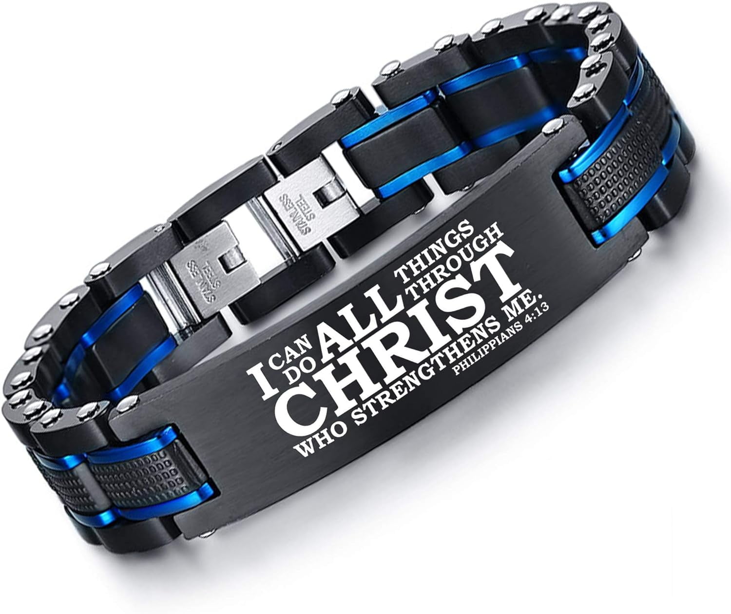 VNOX Personalized Inspirational Bracelet For Men - Engraved Rope Adjustable Bracelet With Lava Stone, Stainless Steel, Motivational Gift - View #9