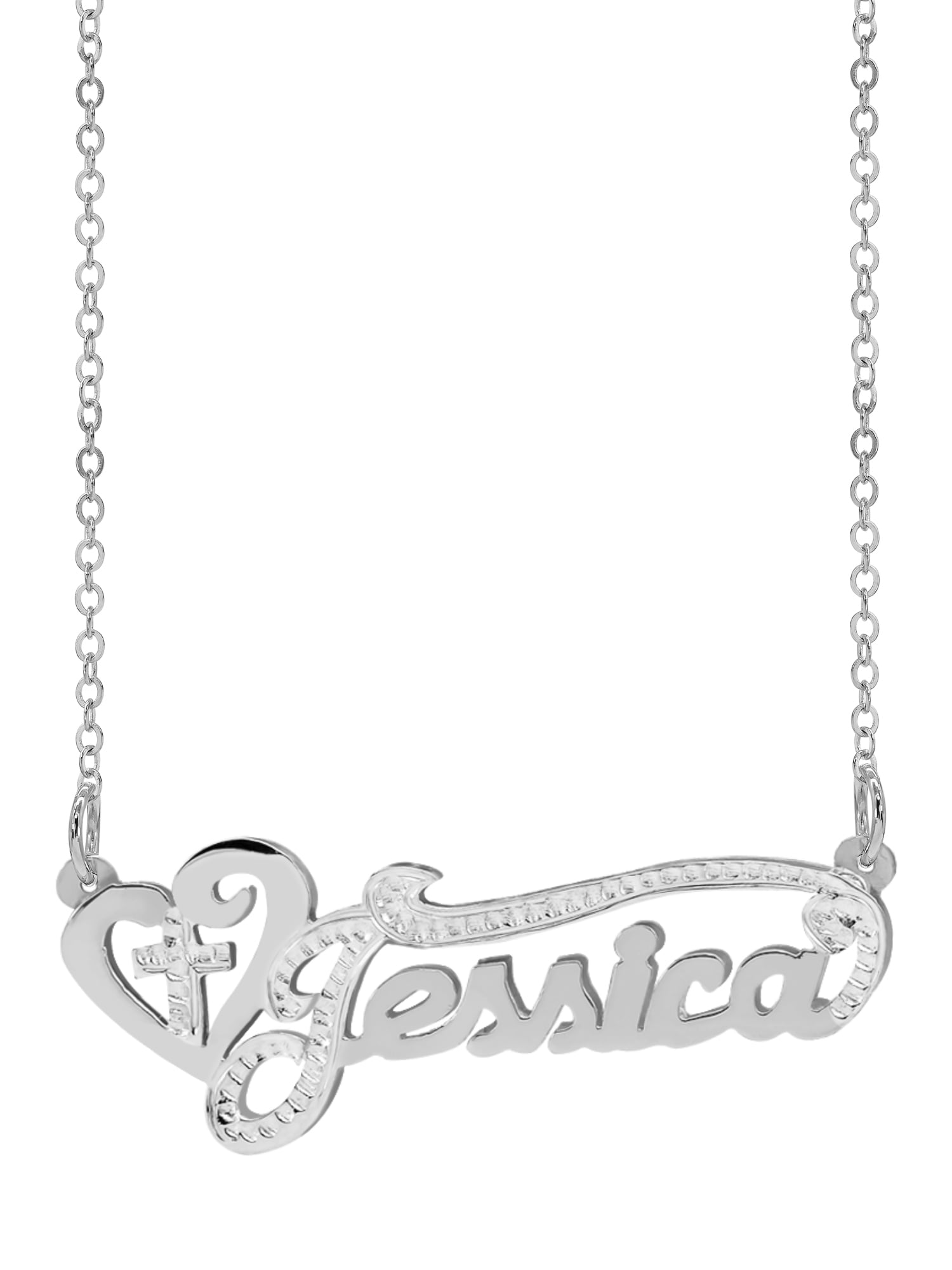 Personalized Religious Name Necklace with Heart and Cross