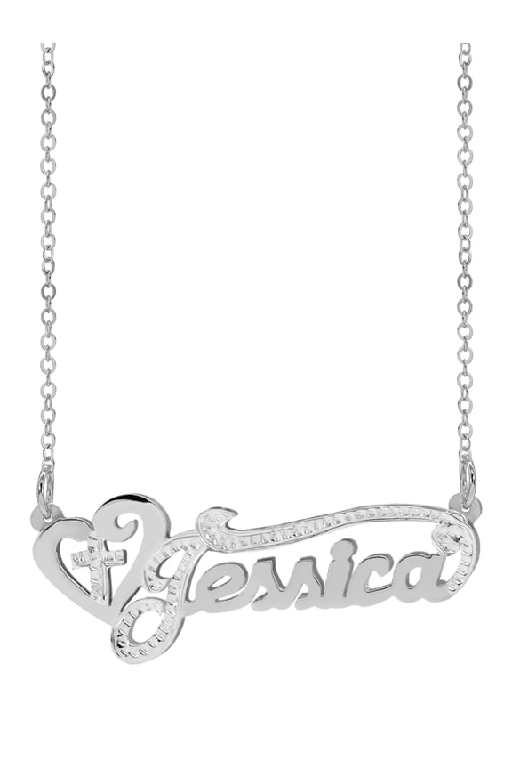 Personalized Religious Name Necklace with Heart and Cross