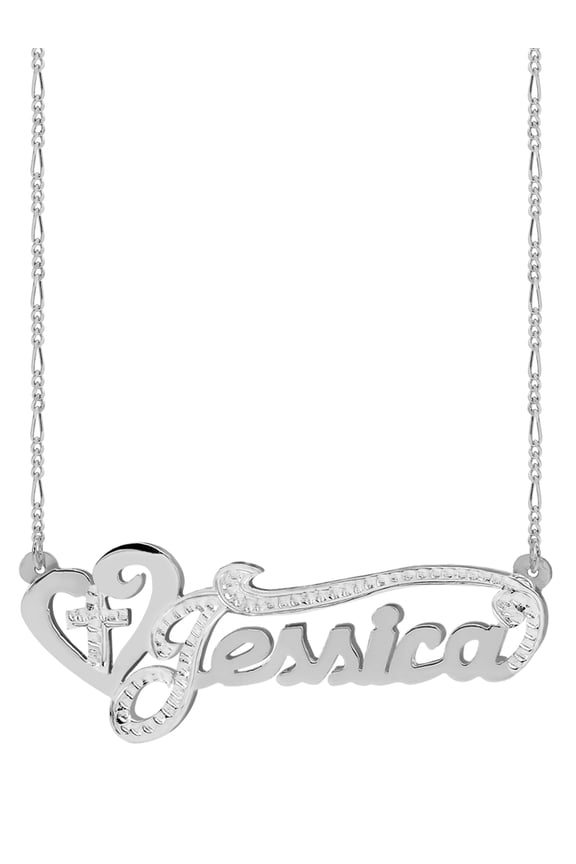 Personalized Religious Name Necklace with Heart and Cross