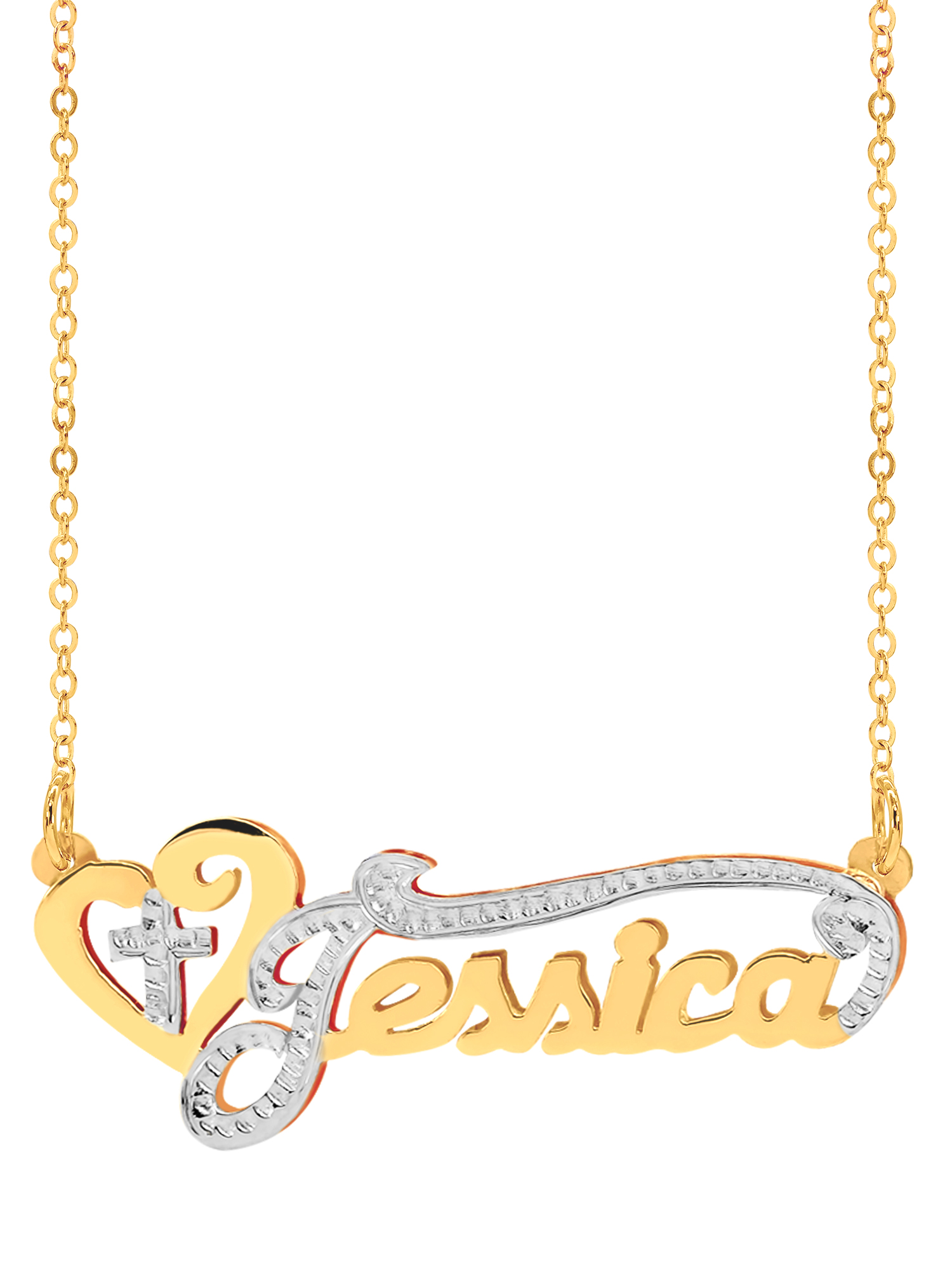 Personalized Religious Name Necklace with Heart and Cross