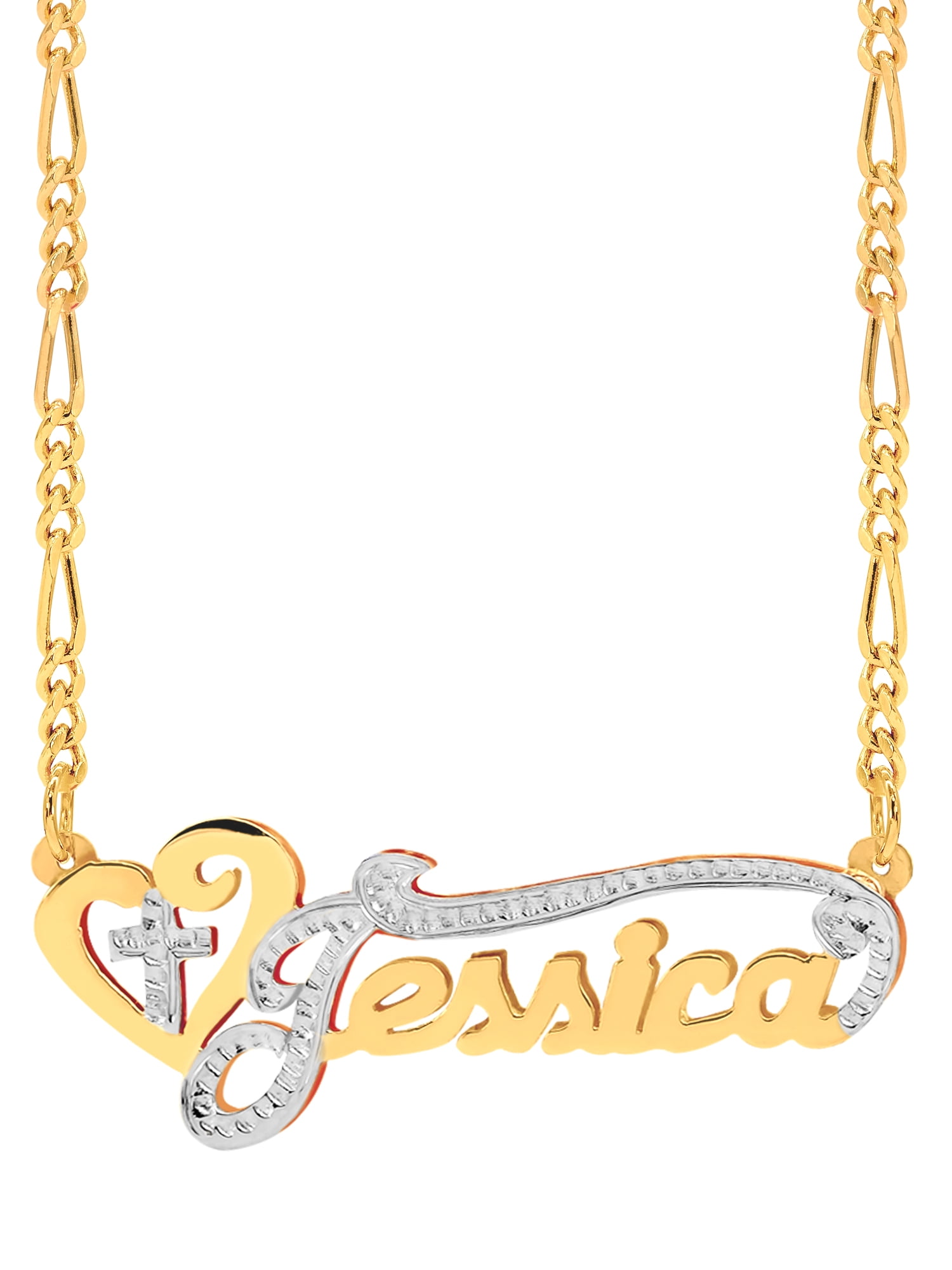 Personalized Religious Name Necklace with Heart and Cross