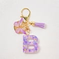 thumbnail image 1 of Personalized Resin Initial Letter Keychain for Women, Custom Name Accessory with Purple Tassel, Durable Epoxy Material for Wallet Backpack Car Keys, Gift Idea, 1 of 4