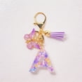 thumbnail image 1 of Personalized Resin Initial Letter Keychain for Women, Custom Name Accessory with Purple Tassel, Durable Epoxy Material for Wallet Backpack Car Keys, Gift Idea, 1 of 4