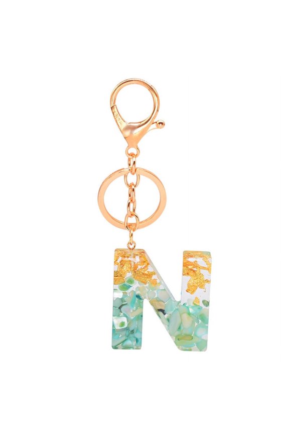 Personalized Resin Keychain Letter Pendant Decorative Translucent Key Ring Gift