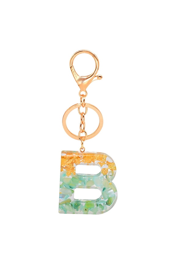 Personalized Resin Keychain Translucent Letter Charm Customizable Key Ring