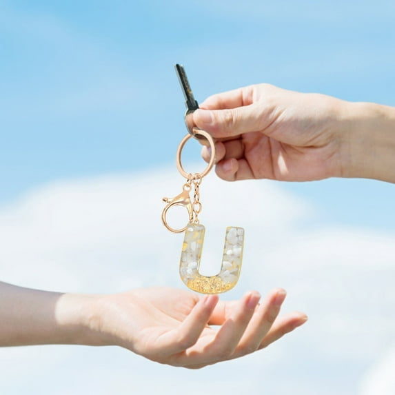 Personalized Resin Letter Keychain Colorful Translucent Pendant for Women Girls