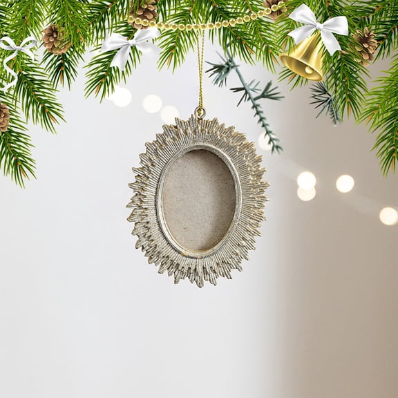 Personalized Resin Photo Frame Ornament - Lightweight Holiday Decoration for Christmas Tree, Wall, Window with Easy Photo Swap, Festive Gift Idea