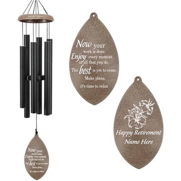 Personalized Retirement Wind Chime, Retirement Flower Outdoor Wind Chimes, Retirement Gifts for Women, Teachers, Coworkers, Nurses, Bosses, Customized Wind Chimes with Names, Produced in USA