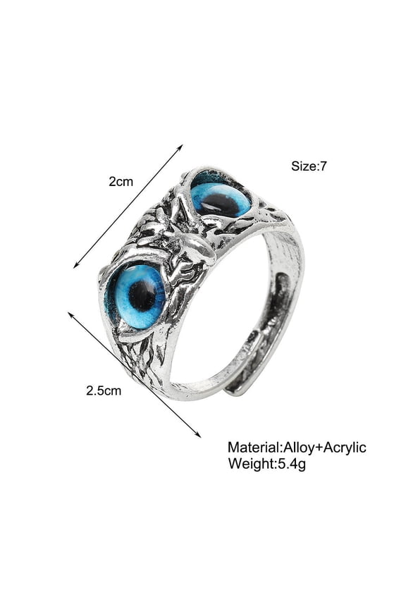 Personalized Retro Blue Eyes Owl Ring: Unisex Fashion Alloy Ring, Electroplated Finish, High-Quality Design, Beautiful Appearance
