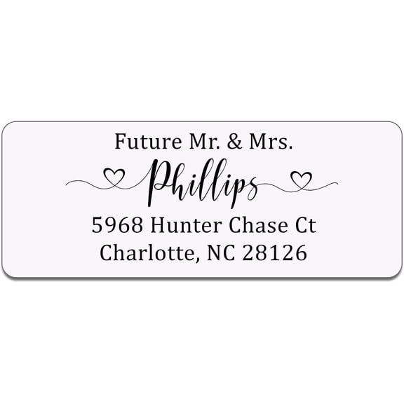 Personalized Return Address Labels Wedding - Set of 240 Elegant Custom Mailing Labels for Envelopes, Self Adhesive Flat Sheet Personalized Name Stickers for Wedding Invitations (Heart 2 - Clear)