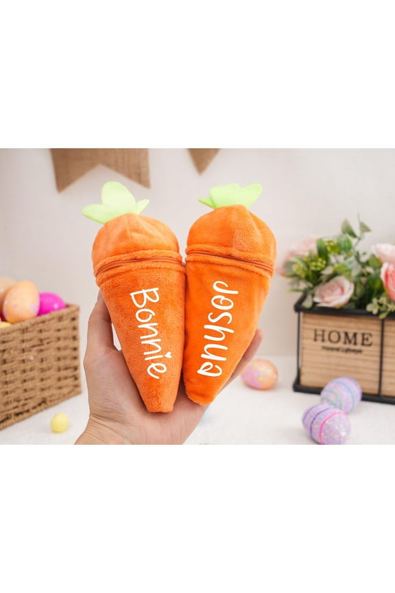 Personalized Reversible Carrot Plush Decor - Custom Plush Rabbit Keychain - Easter Gift with Name