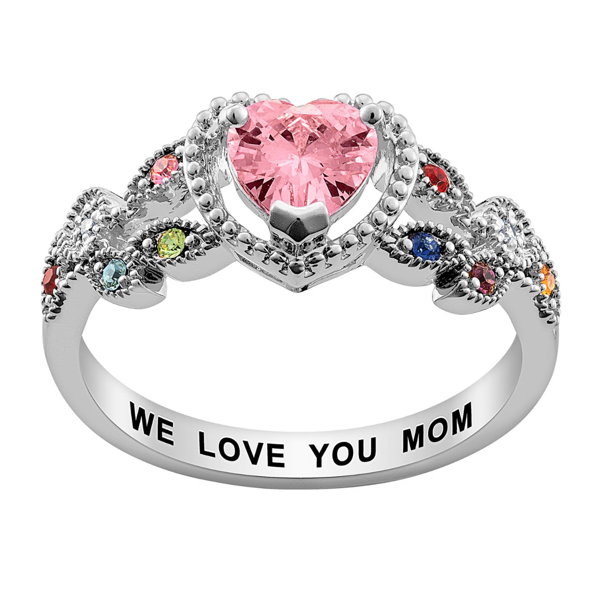 Personalized Rhodium, Gold or Rose Gold Plated Mother's Heart Family ...