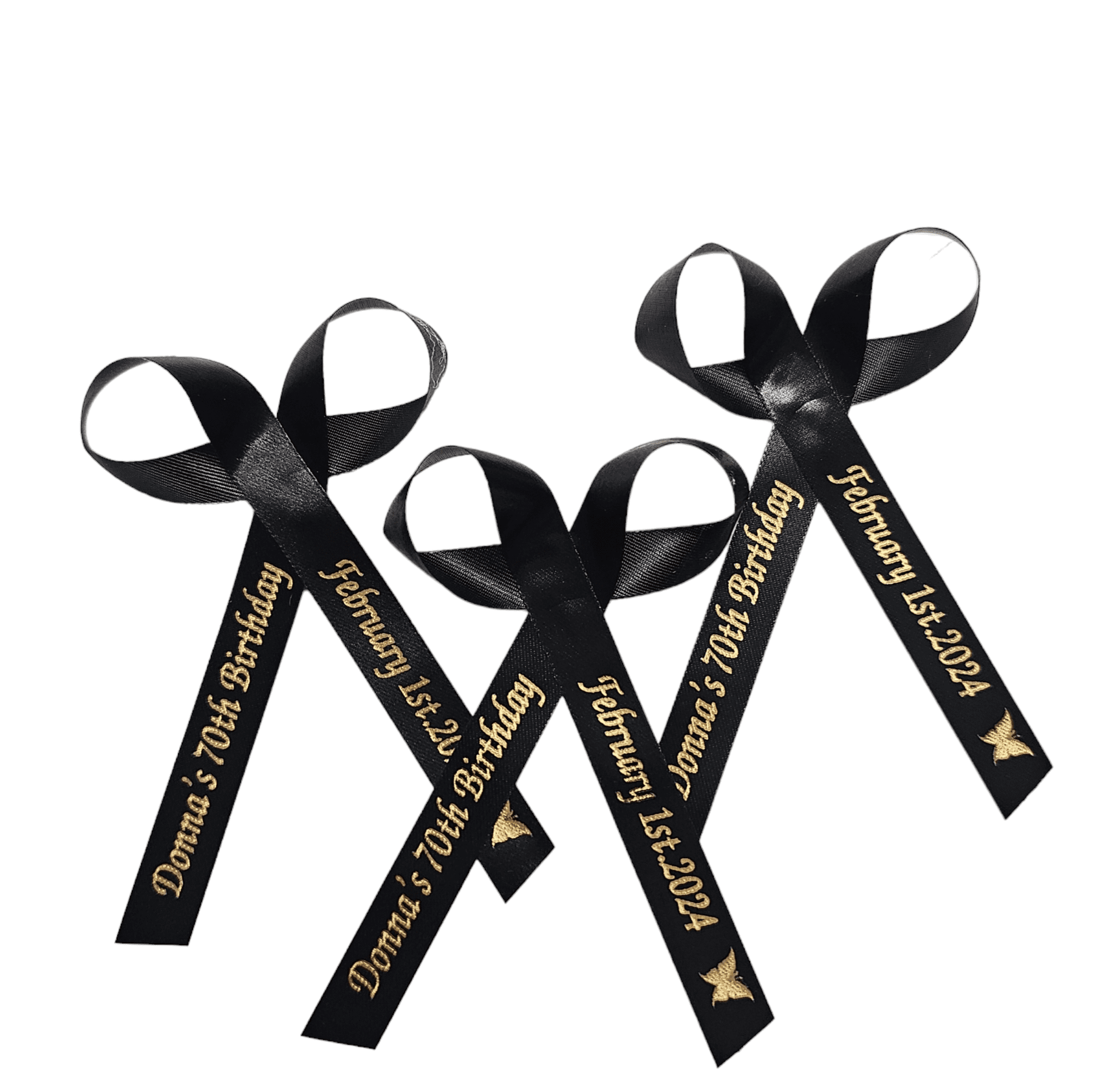 Personalized Ribbons Baby Bridal Shower Wedding Favors Custom Made 25 Black Bows
