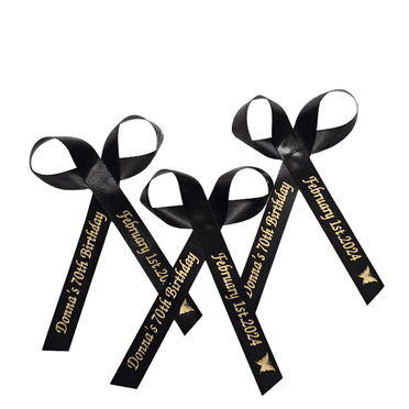 Personalized Ribbons Baby Bridal Shower Wedding Favors Custom Made 25 Black Bows