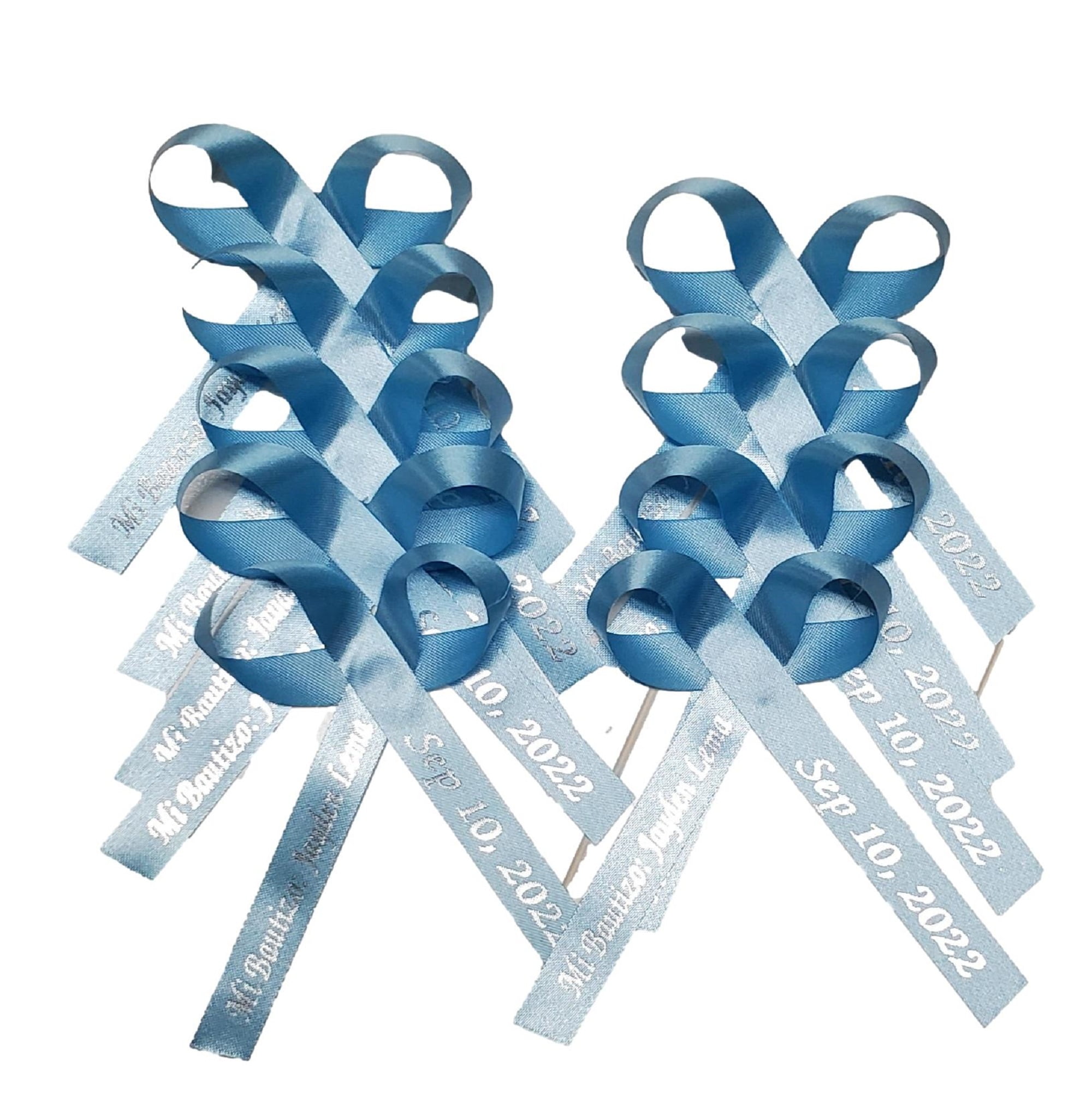 Personalized Ribbons Baby Bridal Shower Wedding Favors Custom Made Blue 25 Bows