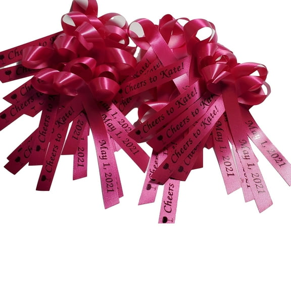 Personalized Ribbons Baby Bridal Shower Wedding Favors Custom Made Fuchsia Pink Satin