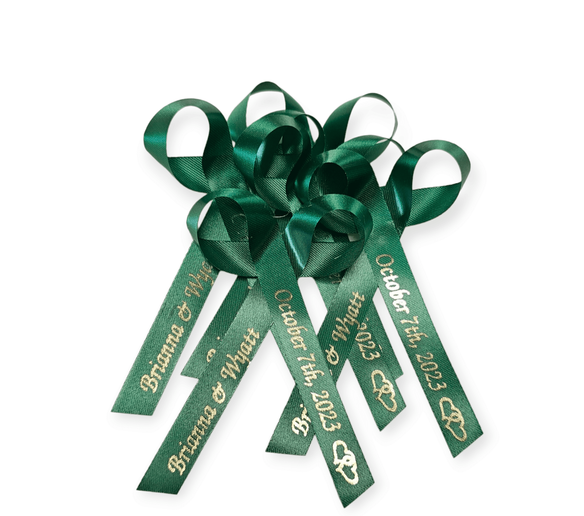 Personalized Ribbons Baby Bridal Shower Wedding Favors Custom Made Green 25 Satin Bowws