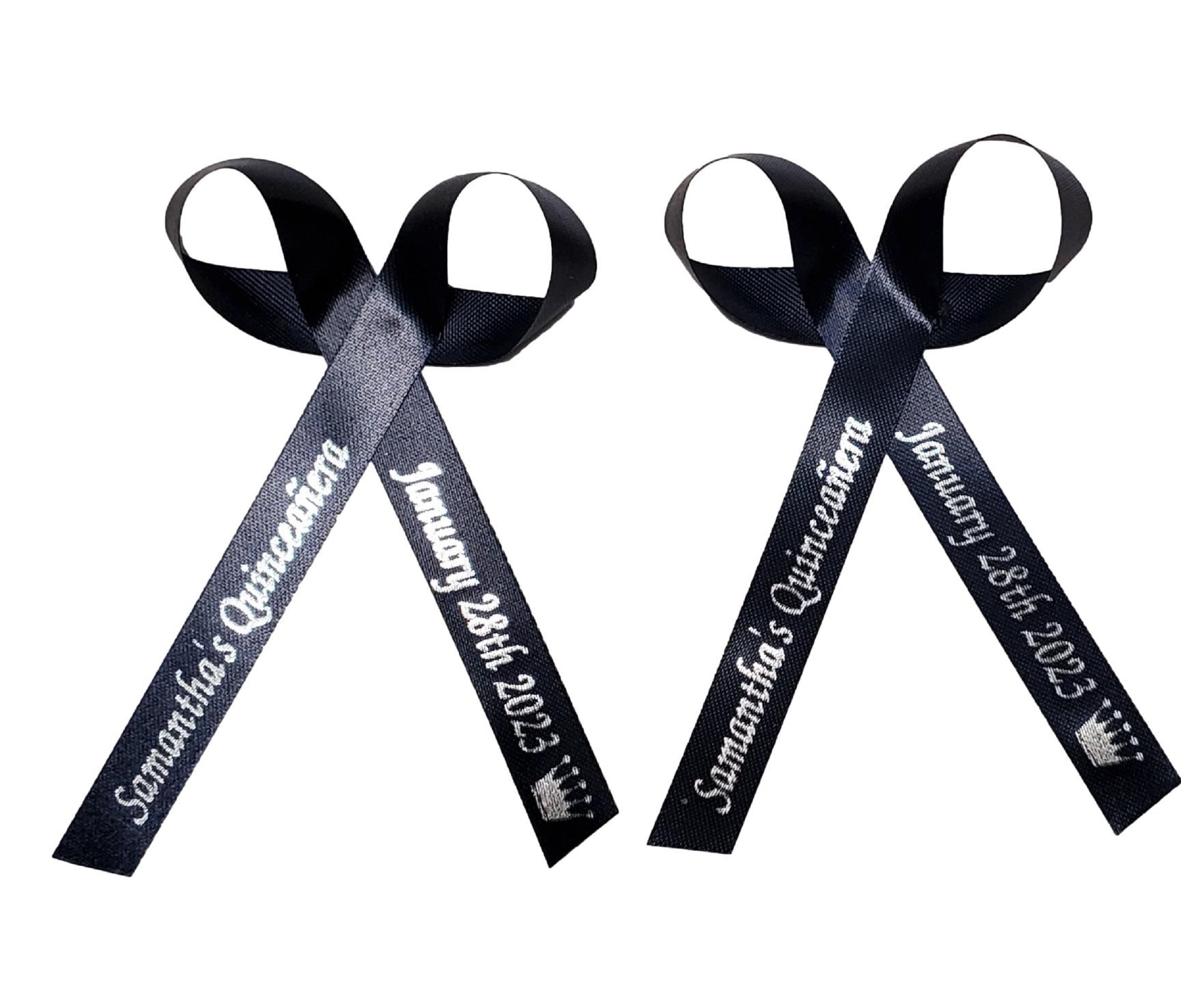 Personalized Ribbons Baby Bridal Shower Wedding Favors Custom Made Navy Blue 25 Satin Bows