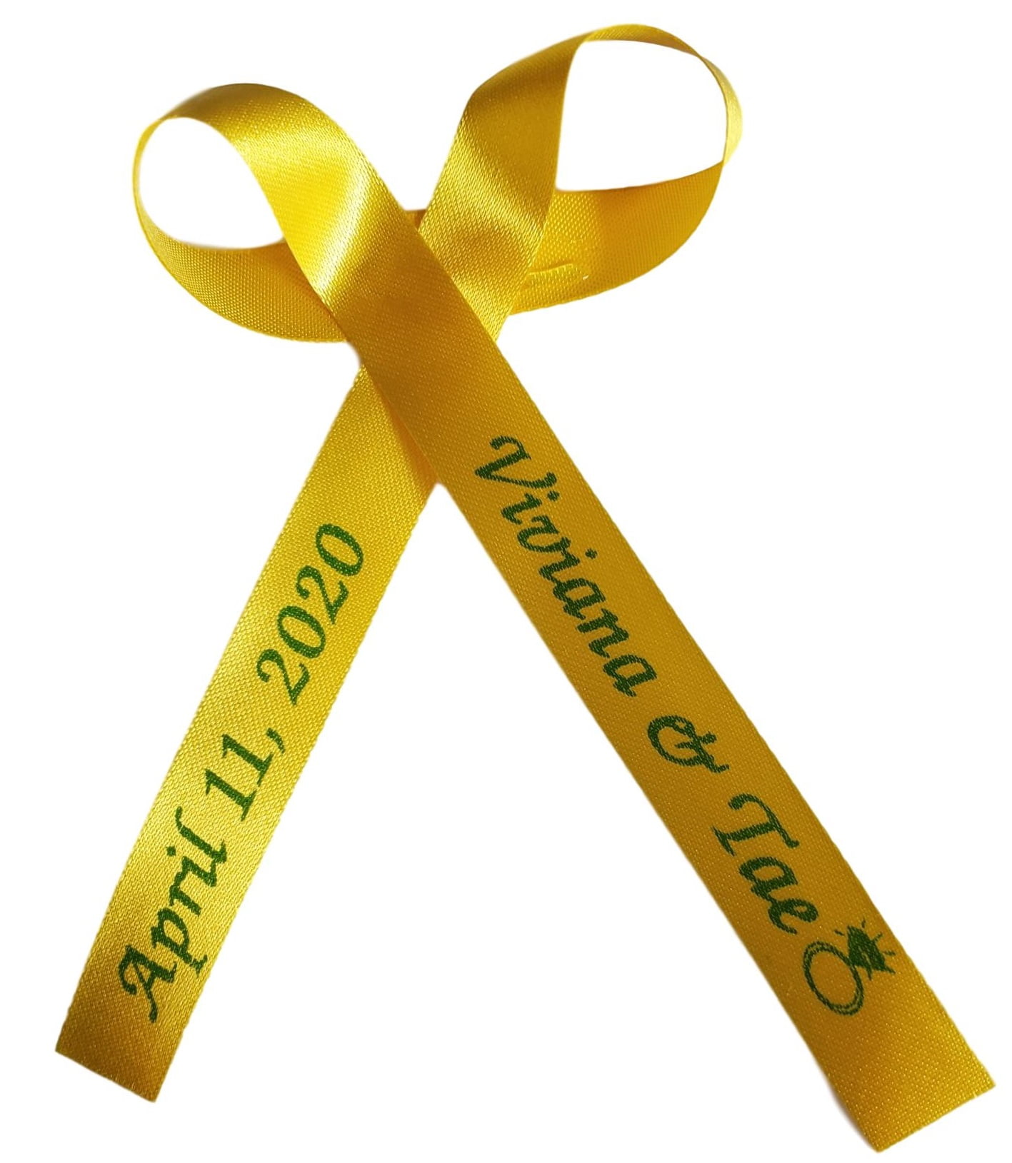 Personalized Ribbons Baby Bridal Shower Wedding Favors Custom Made Yellow Bows