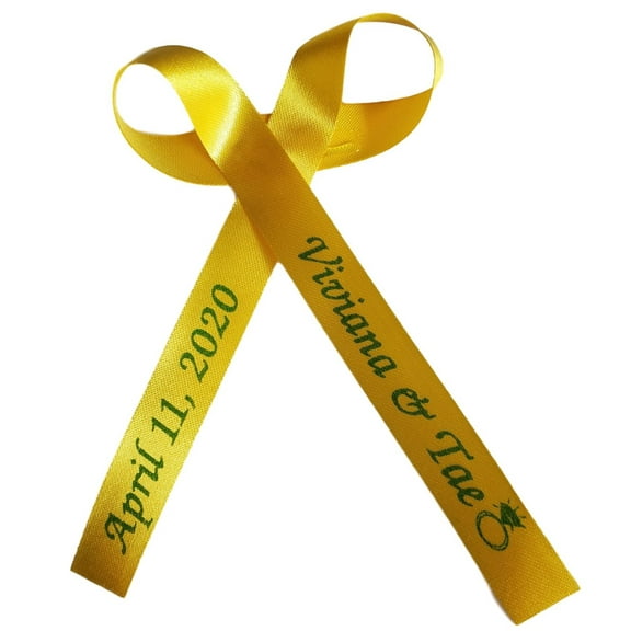 Personalized Ribbons Baby Bridal Shower Wedding Favors Custom Made Yellow Bows