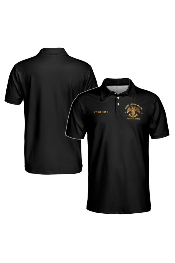 Personalized Rite of Scottish 32 Wings Down Freemason Men's Polo Shirt S-5XL