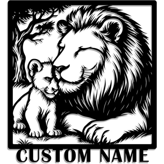 Personalized Roaring Lion Metal Sign – Custom Name Aggressive Lion Wall Art – Bold Iron Decoration for Garage, Man Cave, or Outdoor Spaces