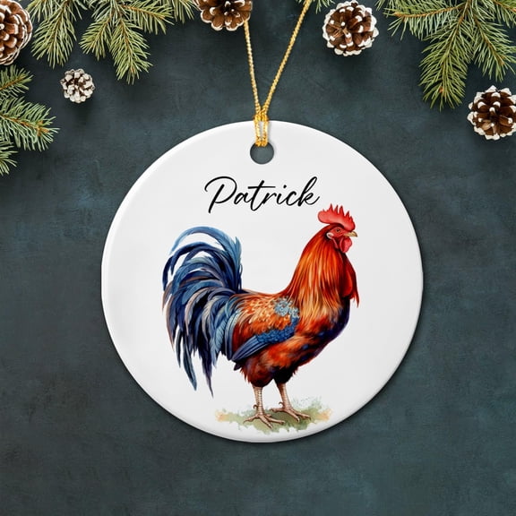 Personalized Rooster Ceramic Ornament Christmas 2025, Unique Rooster Chicken Ornament Xmas Tree, Customized Name Rooster Ceramic Ornaments Gift for Parents, Rooster Chicken Lover Christmas Ornament