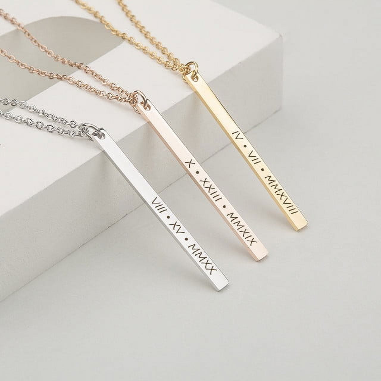 Personalized Rose Gold Dainty Bar Necklace - Birthday Day Gift for Mom - Gift for Her - Birthday Gift - Engravable Name Necklace - Ships Next Day