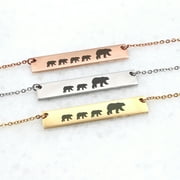 ANAVIA Personalized Rose Gold Mama Bear Cubs Bar Necklace - Custom Gift for Mom - Stainless Steel Bar - Family Bear Necklace - Jewelry Gift for Her - Ships Next Day!