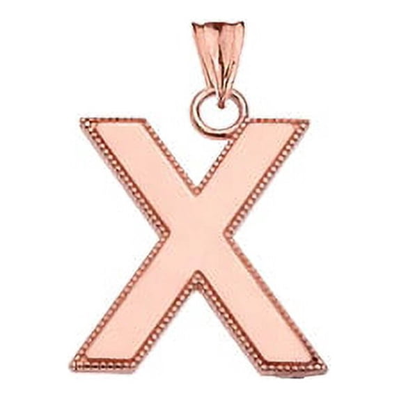Personalized Rose Gold Milgrain Initial Pendant Necklace : 10K Pendant with 22" chain