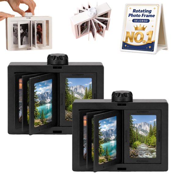 Personalized Rotating Photo Frame Carousel Custom Photos Desktop Reel Flip & Spin Box Memory Display Mini Small Picture Cute Gift for Birthday Anniversary Graduation Dormitory DIY