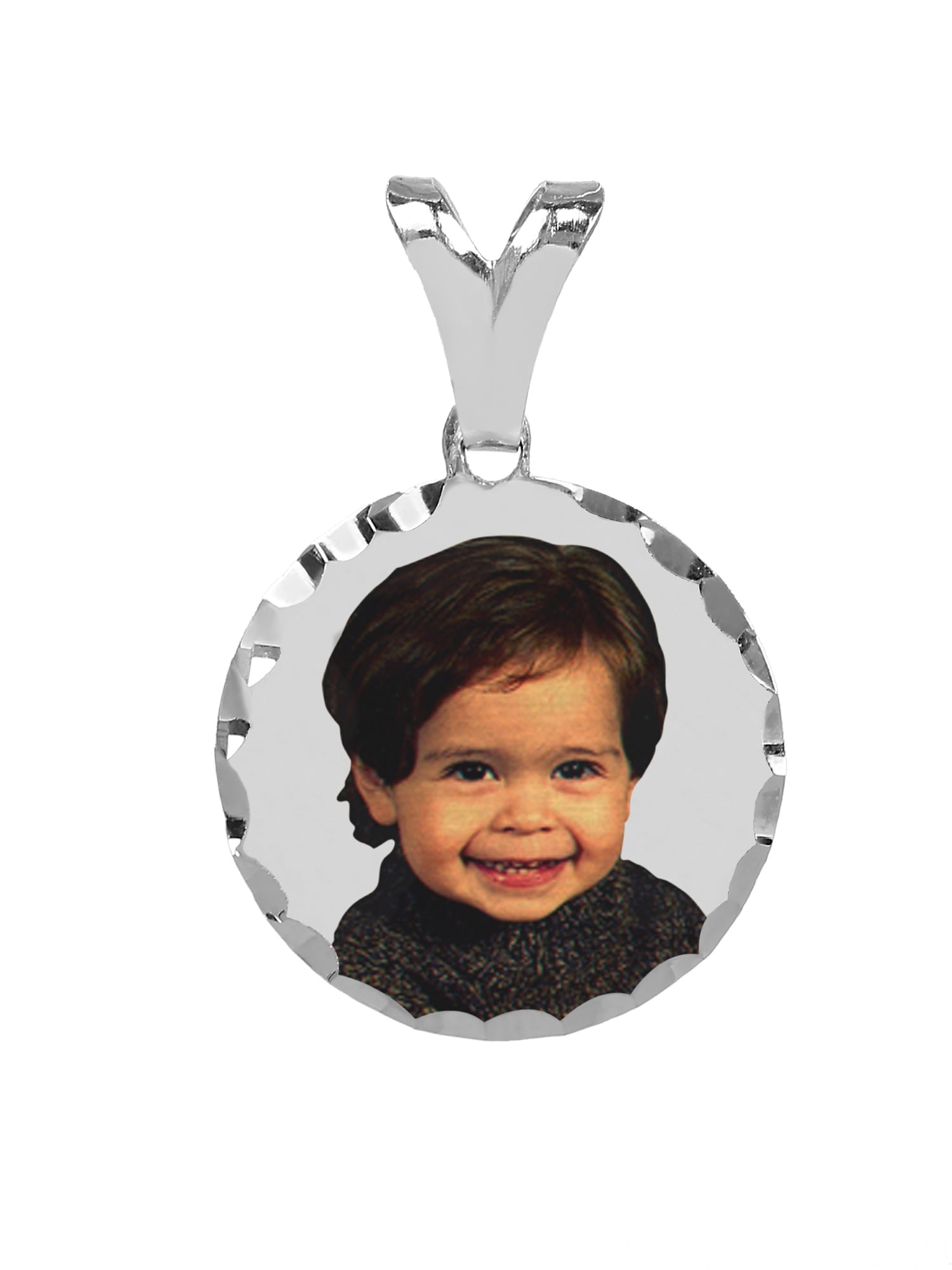 Personalized Round Color Charm. With Diamond Cut Border