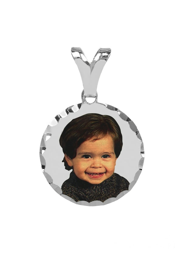 Personalized Round Color Charm. With Diamond Cut Border