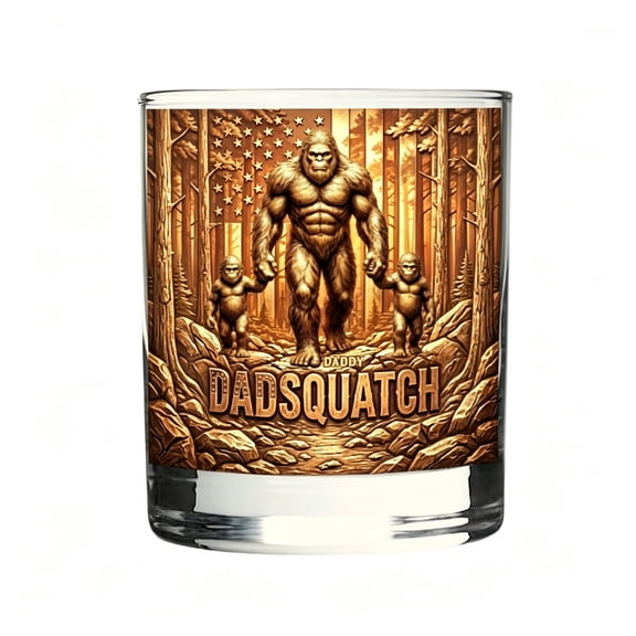 Personalized Round Glass Cup, Sophisticated Art Style Tumbler for Dad, Heat Resistant Reusable Drinking Glass
