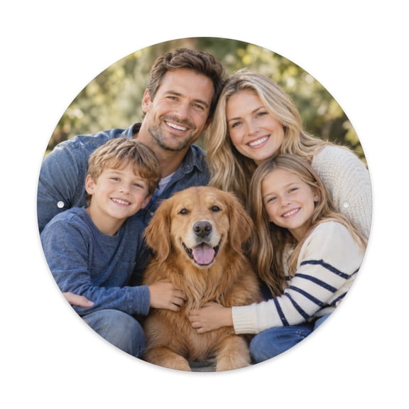 Personalized Round Iron Wall Art Custom Photo Print, High Quality Picture Home Wall Decor Gift for Family, Friend, Pet