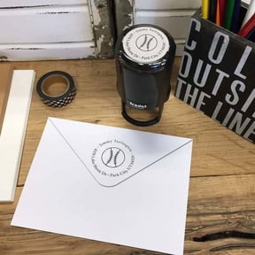 Personalized Round Self-Inking Rubber Stamp - Baseball Time