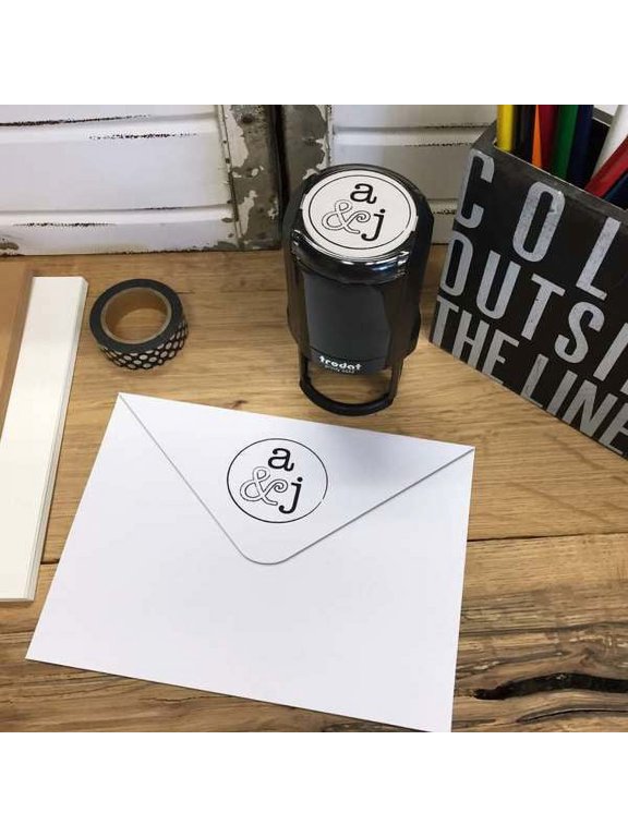 Personalized Round Self Inking Rubber Stamp - Circle Initials