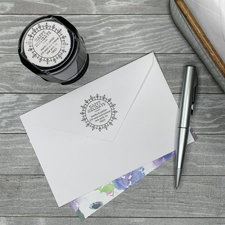Personalized Round Self-Inking Rubber Stamp - Happy Holidays