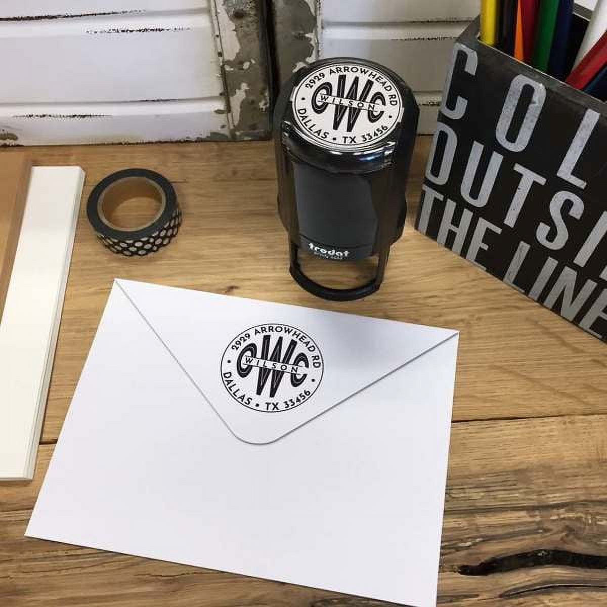 Personalized Round Self-Inking Rubber Stamp - OC Wilson
