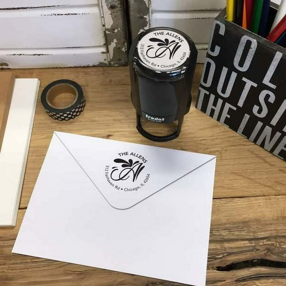 Personalized Round Self-Inking Rubber Stamp - The Allens